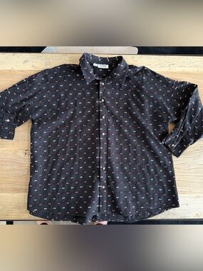 Chemise Maloja ( bleu/noir a la texture légère de cotton surpiqué rose et terre
